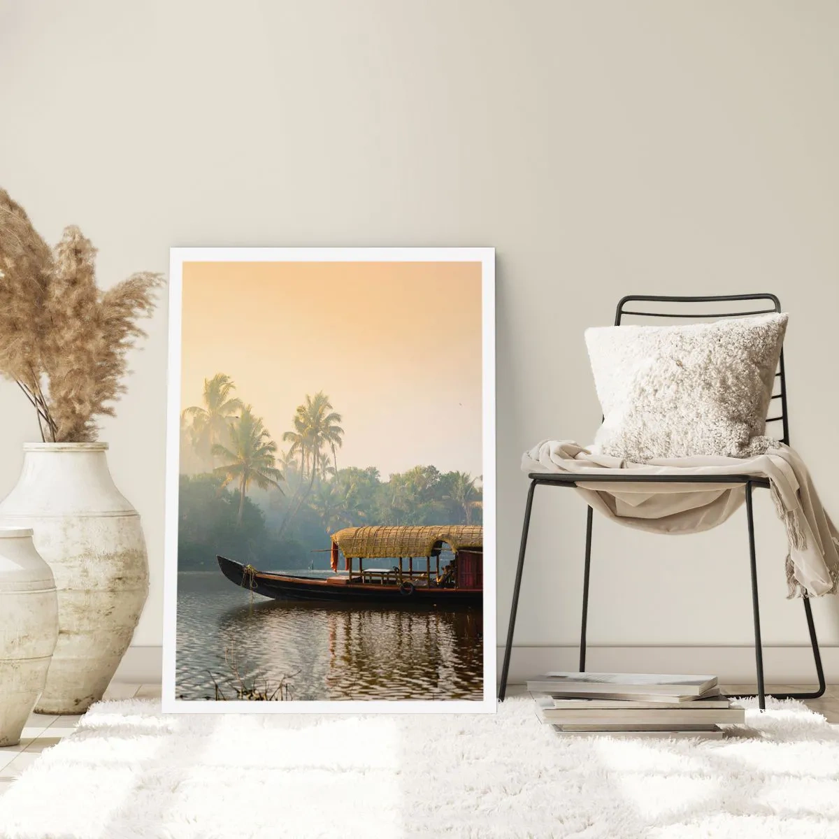 Plakat - Hus ved floden - 70x100 cm