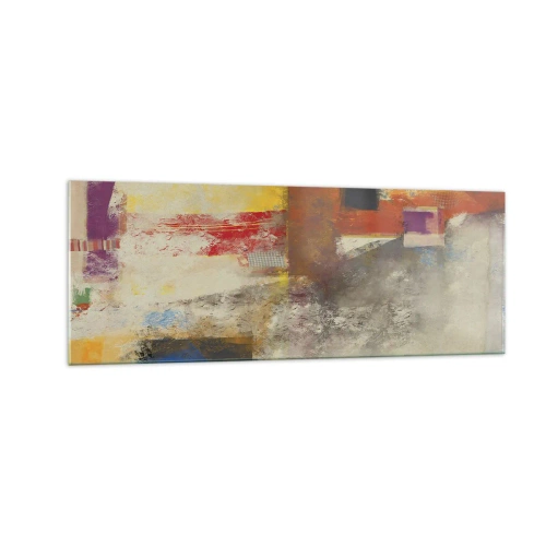 Billede på glas - Geometri af farver - 140x50 cm