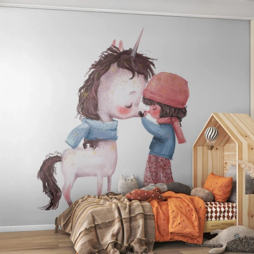 Fototapet Standard Eco - En vinterhistorie - For børn, enhjørning, Pige - 400x280 cm