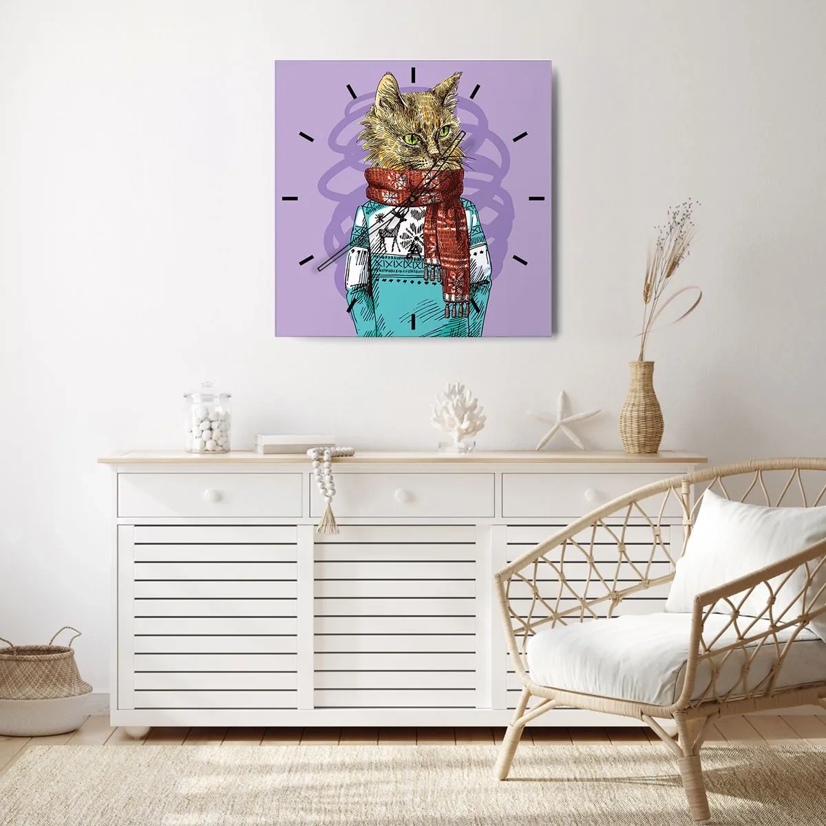 Vægur, Uret - En kat ikke kun i sko - 30x30 cm