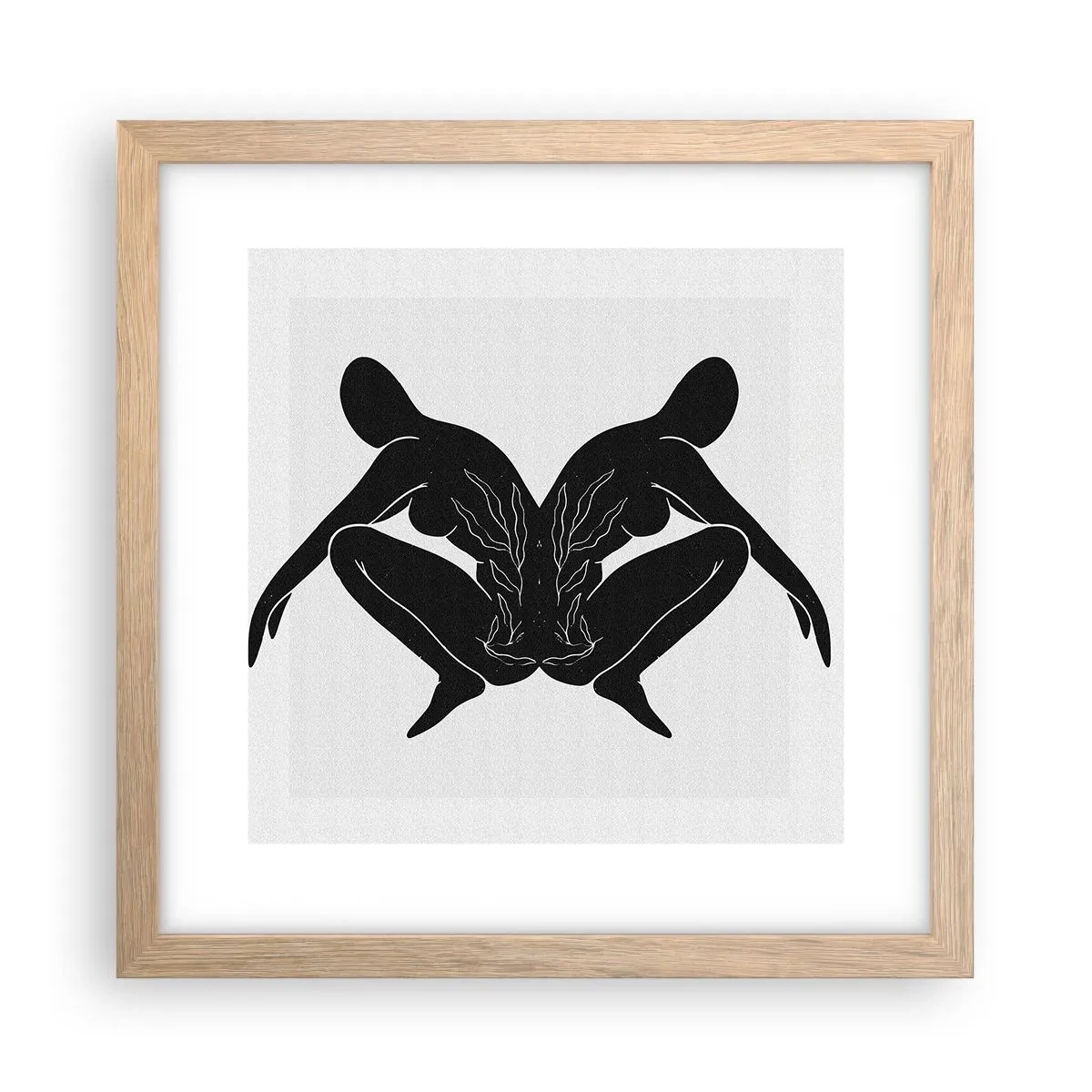 Plakat i ramme af lyst egetræ - En delt sjæl - 30x30 cm