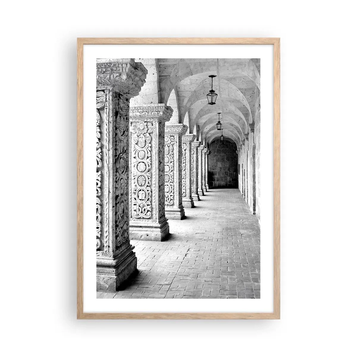 Plakat i ramme af lyst egetræ - Og hvor går det hen...? - 50x70 cm