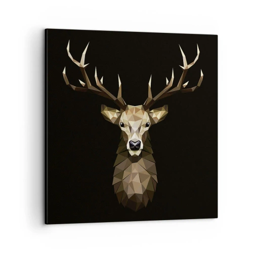 Lærredstryk - Billede på lærred - Kubistisk hjort - 50x50 cm