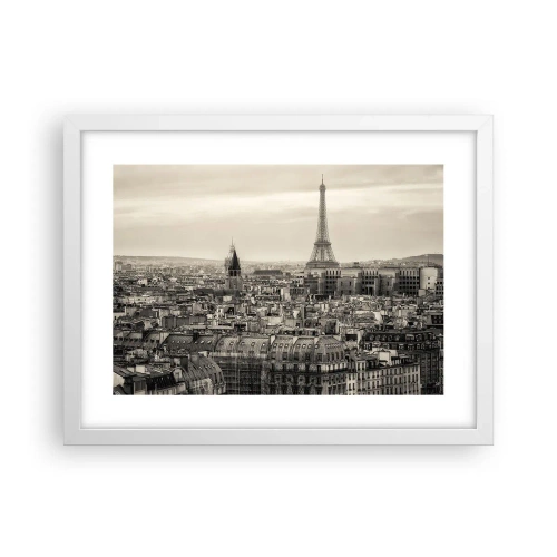 Plakat i hvid ramme - Over Paris' hustage - 40x30 cm