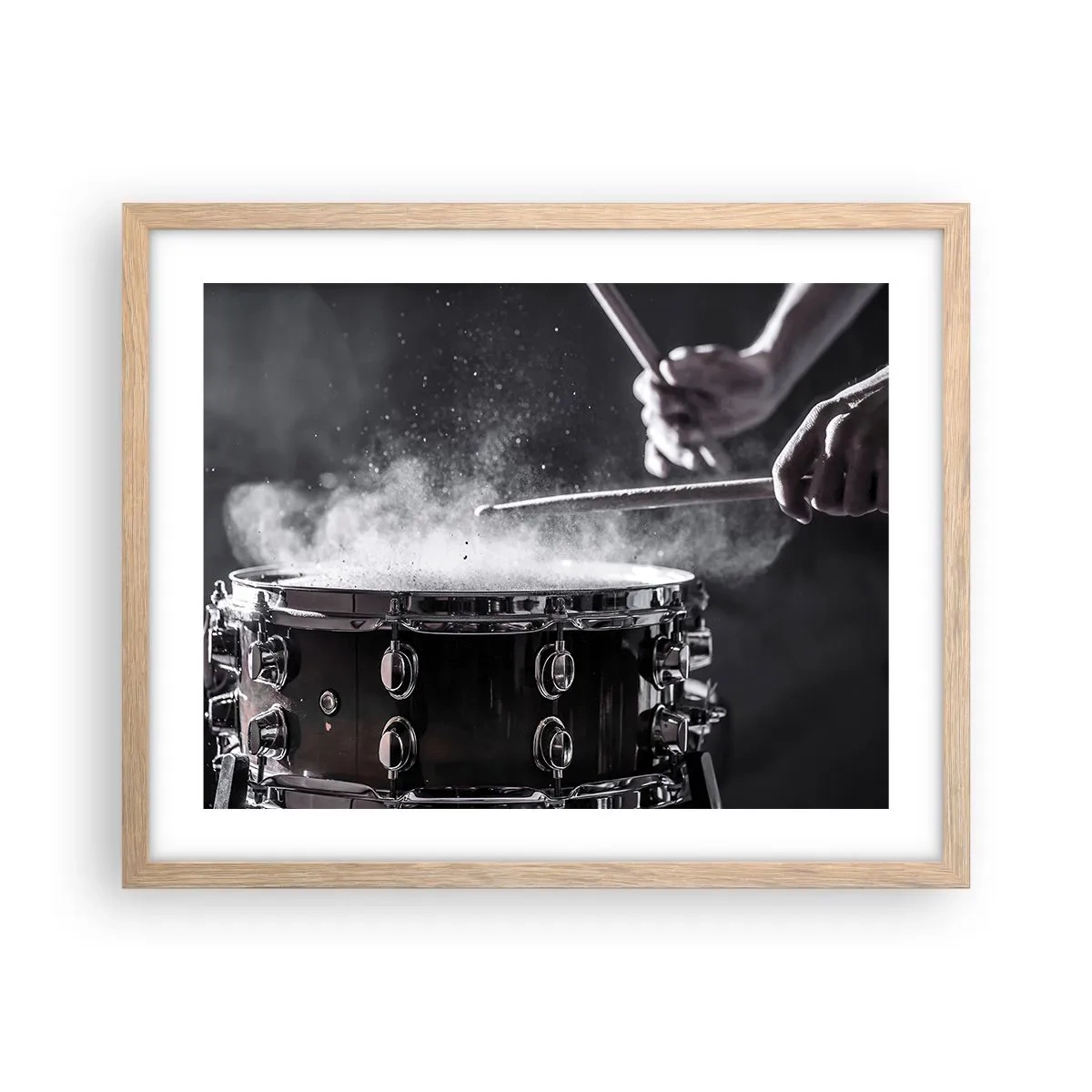 Plakat i ramme af lyst egetræ - Musikkens puls - 50x40 cm