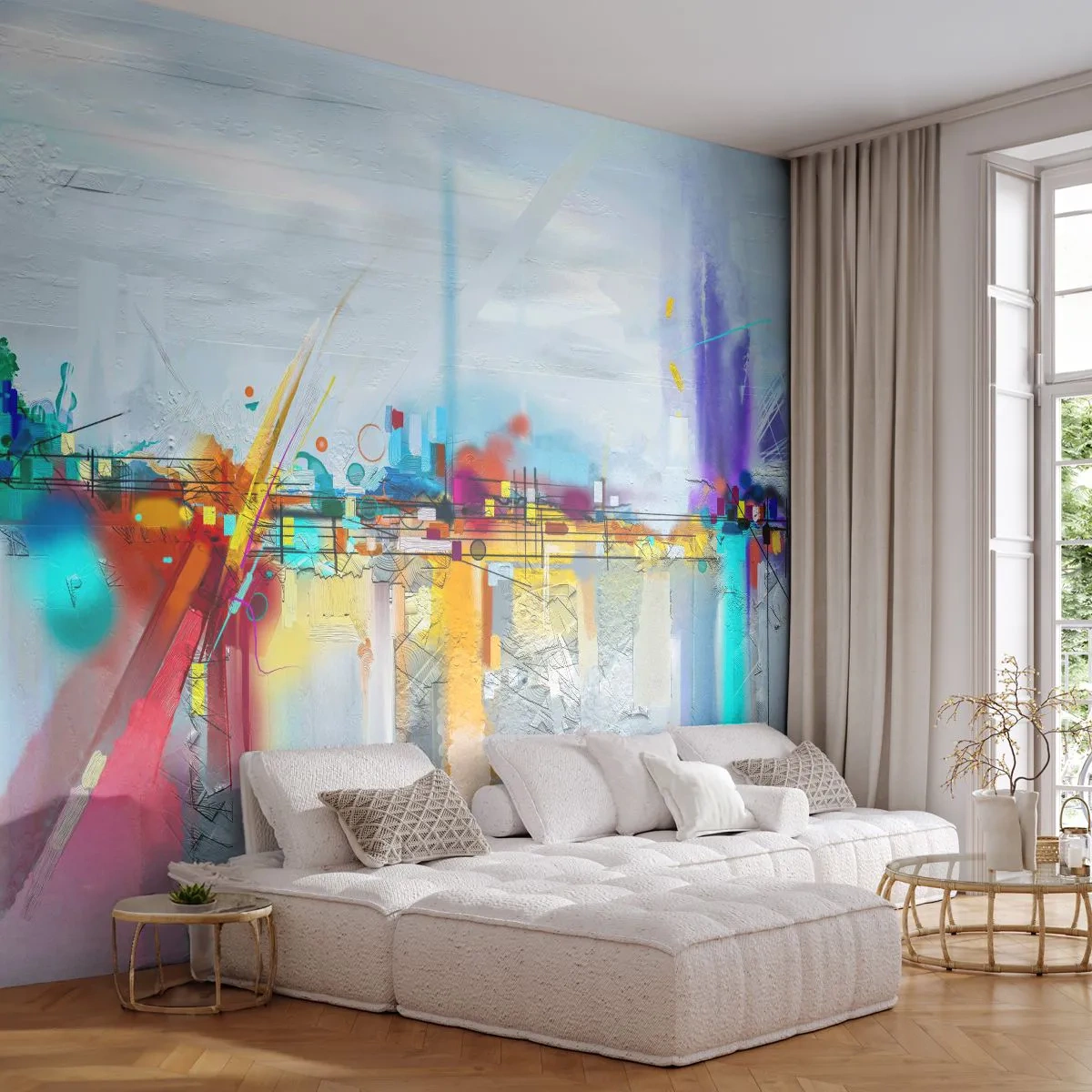 Fototapet Standard Eco - Glædens bro over livets flod - Abstraktion, Stykke, Surrealisme - 200x140 cm