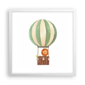 Plakat i hvid ramme - Leons rejser - 40x40 cm