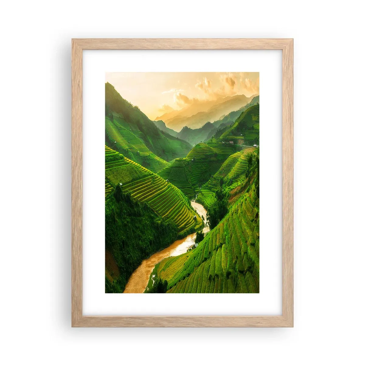 Plakat i ramme af lyst egetræ - Vietnamesisk dal - 30x40 cm