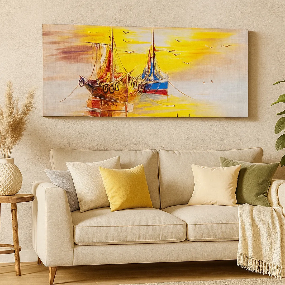 Lærredstryk - Billede på lærred - Et velfortjent hvil i havnen - 30x30 cm