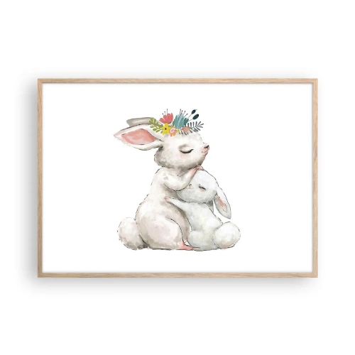 Plakat i ramme af lyst egetræ - Der er intet sted som hos mor - 100x70 cm