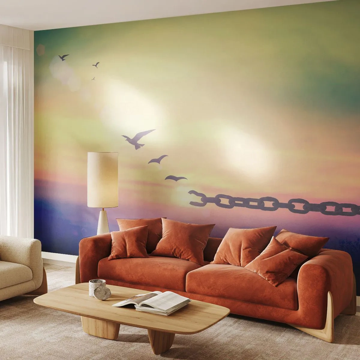 Fototapet Premium Sand - Sejr for frihed - Abstraktion, Fugle, Stykke - 100x70 cm