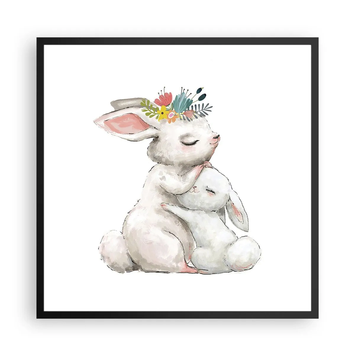 Plakat i sort ramme - Der er intet sted som hos mor - 60x60 cm