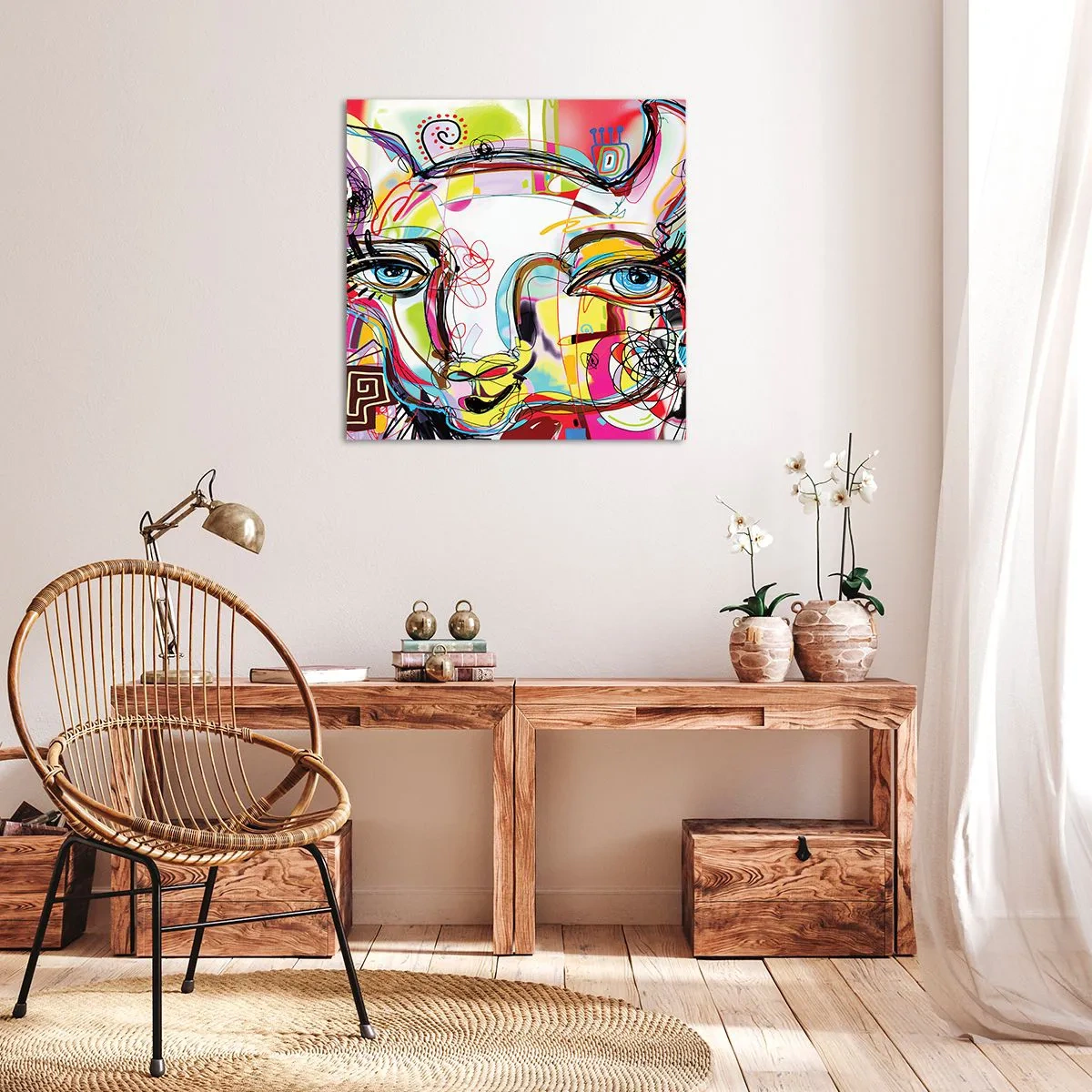 Lærredstryk - Billede på lærred - Rigdommen ved katteeksamen - 40x40 cm