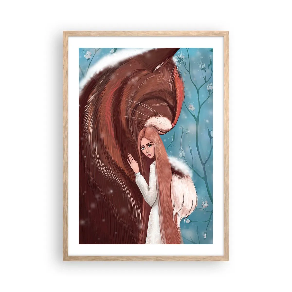 Plakat i ramme af lyst egetræ - Velkommen til et eventyr - 50x70 cm