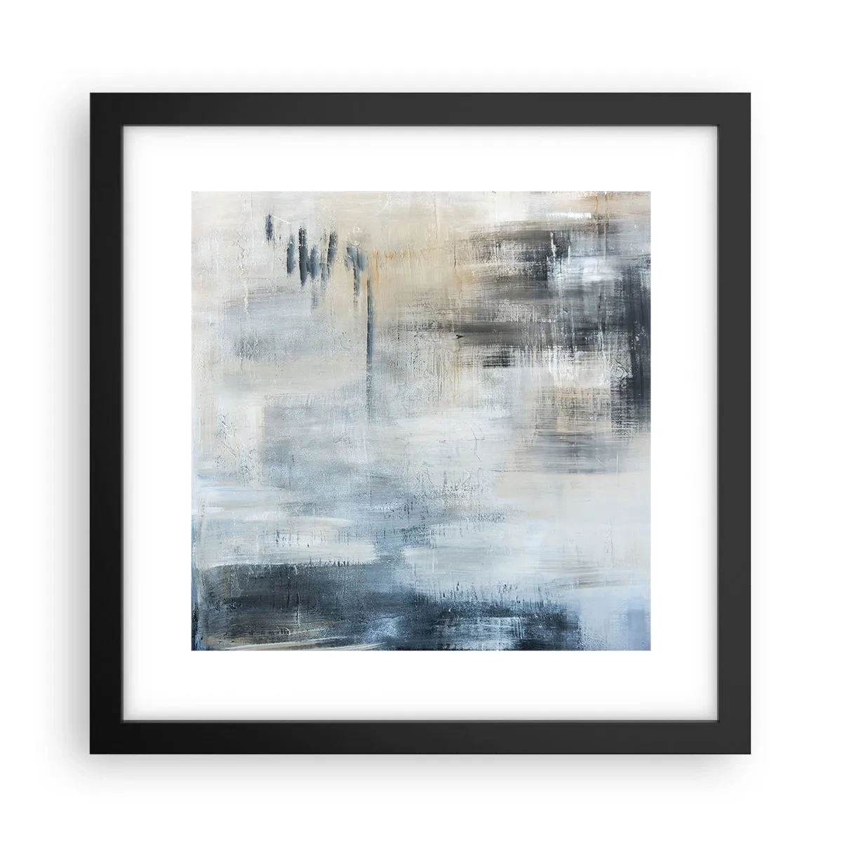 Plakat i sort ramme - Bag et slør af blåt - 30x30 cm