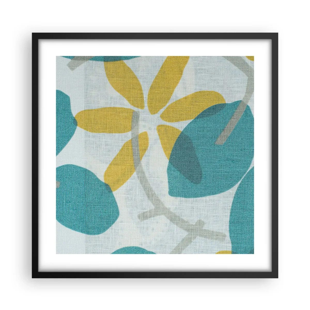 Plakat i sort ramme - Blandt azurblå blade - 50x50 cm