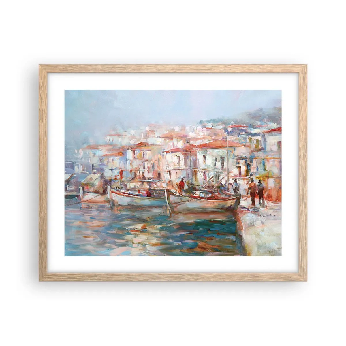 Plakat i ramme af lyst egetræ - Pastelfarvede helligdage - 50x40 cm