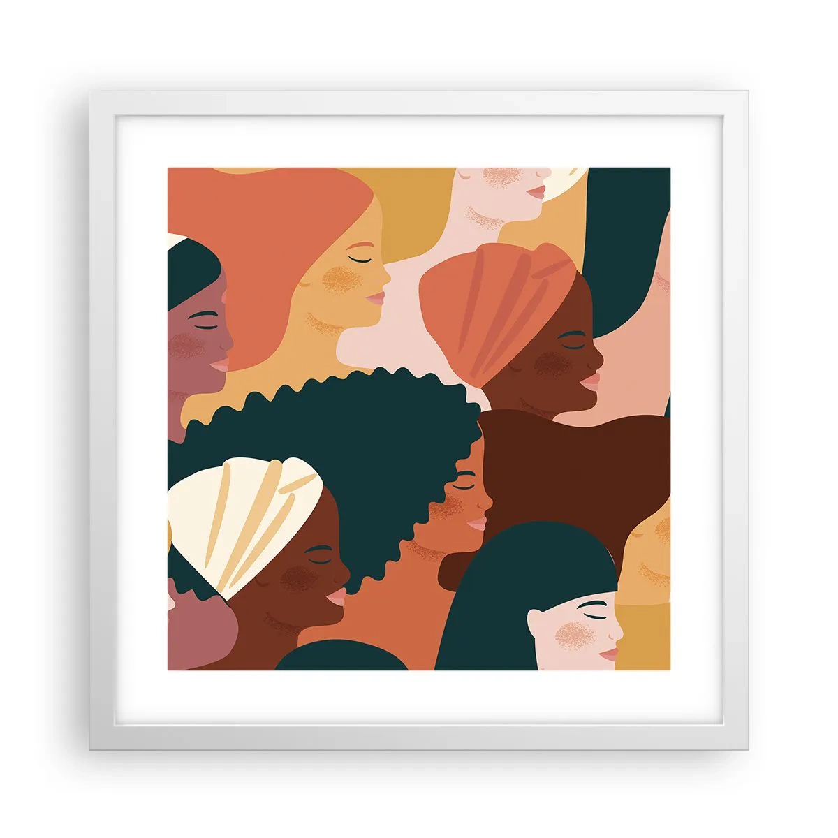 Plakat i hvid ramme - Kun kvindelighed - 40x40 cm