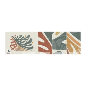 Prøve Fototapet Selvklæbende Deluxe Sticker - Flerfarvet blad - Boho, Minimalisme, Stykke - 100x30 cm