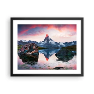 Plakat i sort ramme - Bjergenes hjerte er varmt - 50x40 cm