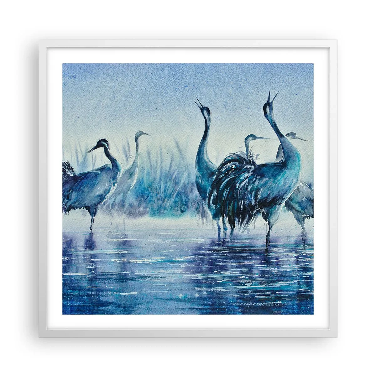 Plakat i hvid ramme - Morgenmøde - 60x60 cm