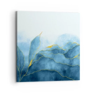 Lærredstryk - Billede på lærred - Blå i guld - 70x70 cm