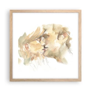 Plakat i ramme af lyst egetræ - Den fundne halvdel? - 40x40 cm