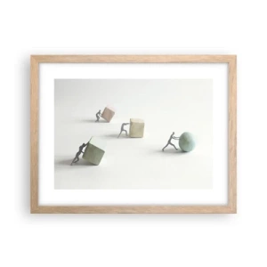 Plakat i ramme af lyst egetræ - Selve livet - 40x30 cm