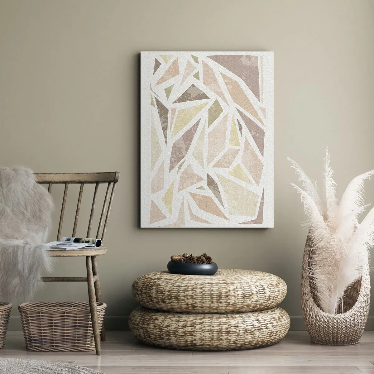 Lærredstryk - Billede på lærred - Komposition af farvet glas - 80x120 cm