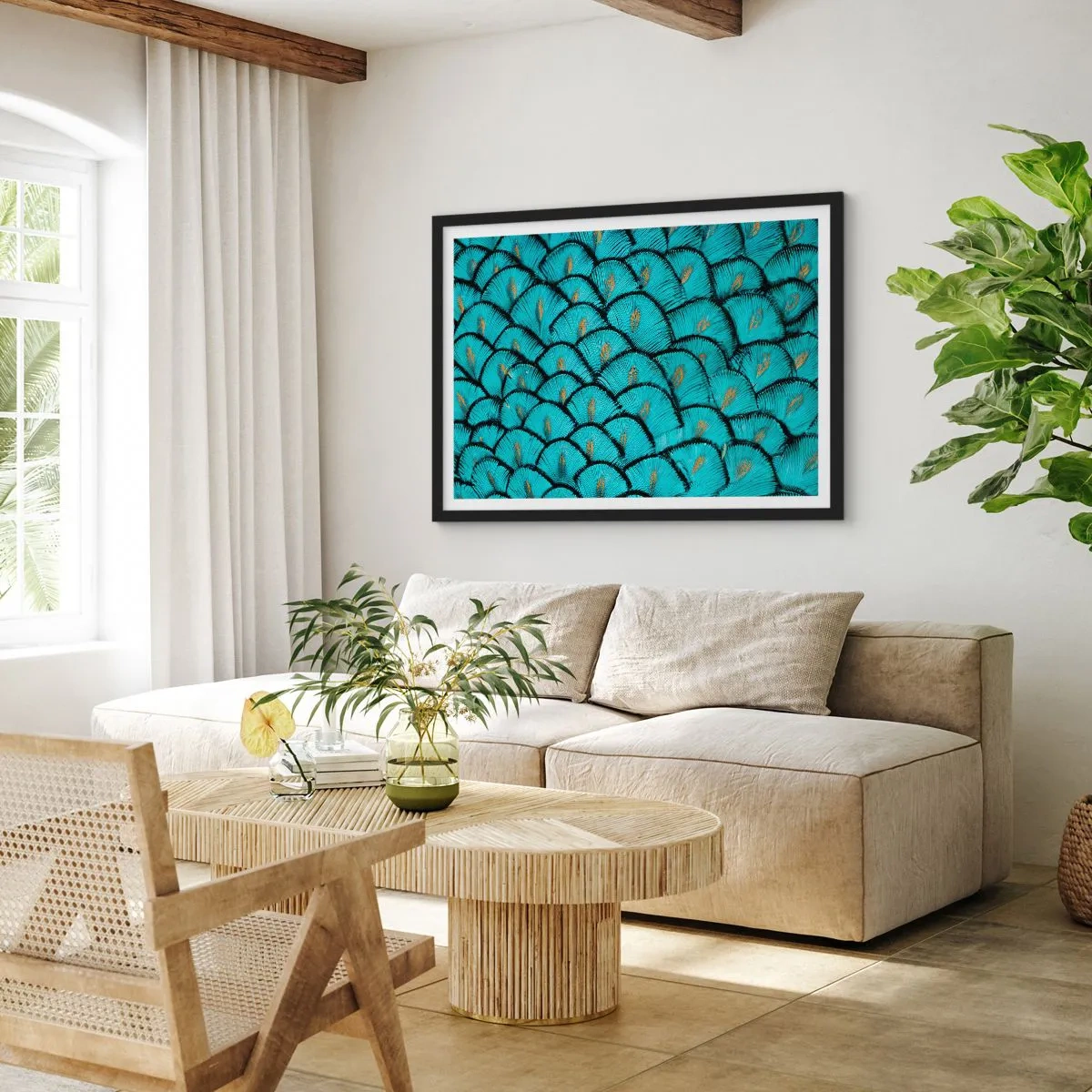 Plakat i sort ramme - Den store fjer-galla - 70x50 cm