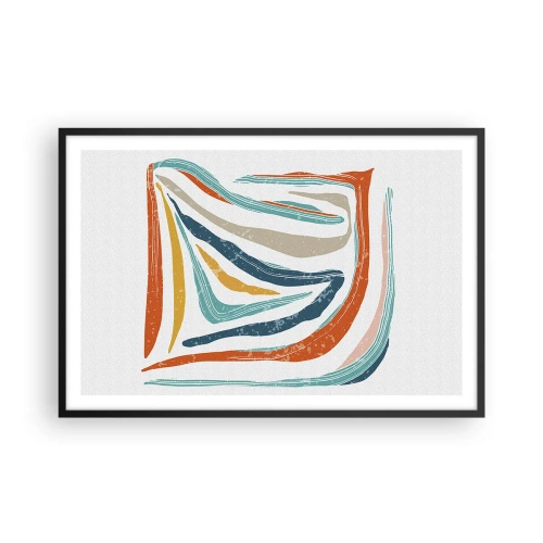 Plakat i sort ramme - Venligt smilende abstraktion - 91x61 cm