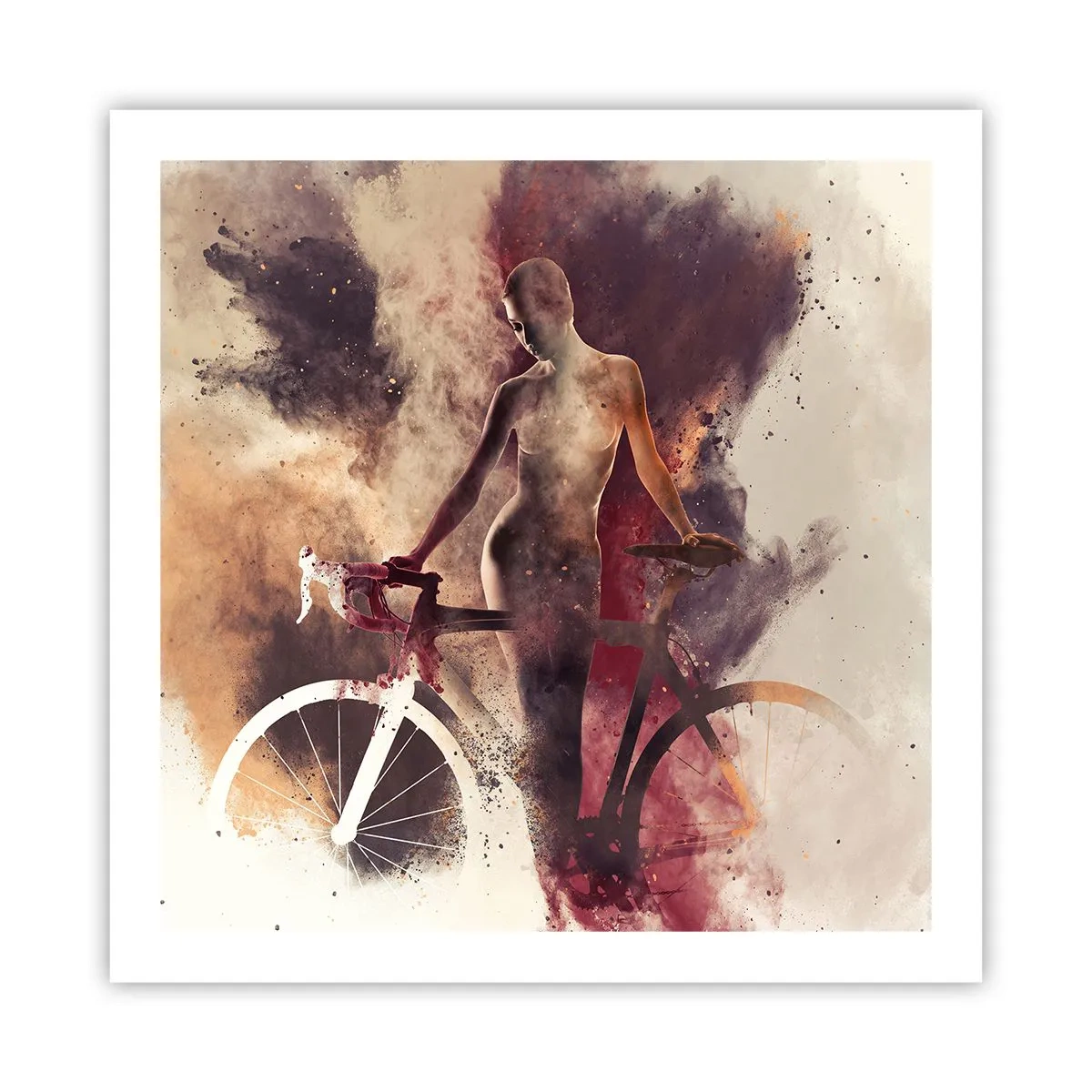 Plakat - I marmor former den cyklende sjæl - 60x60 cm