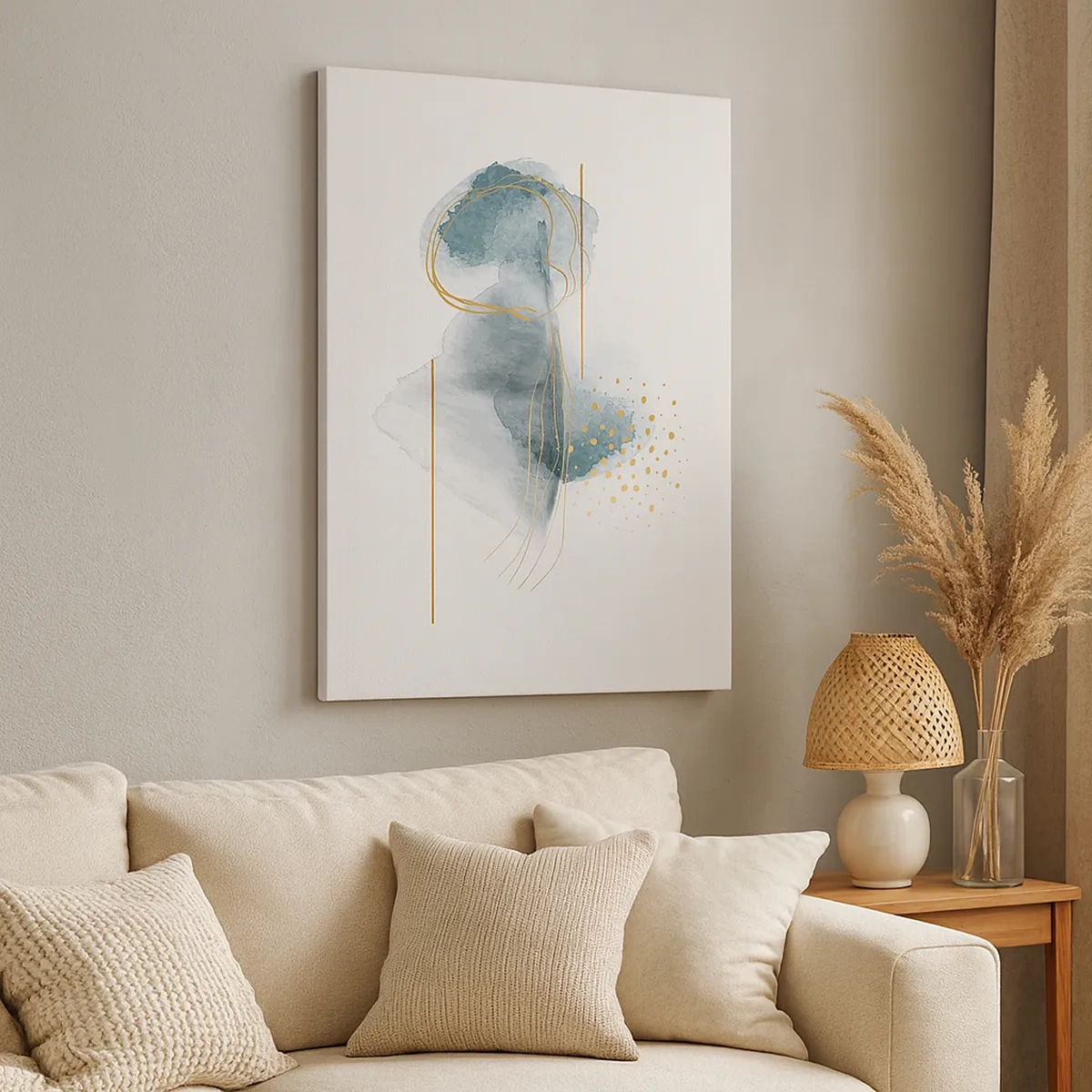 Lærredstryk - Billede på lærred - Om forholdet mellem grå og guld - 50x70 cm