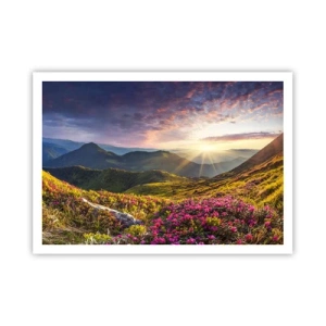 Plakat - Friskheden af en morgen i bjergene - 100x70 cm