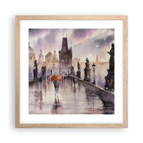 Plakat i ramme af lyst egetræ - Folk forandrer sig ikke - 40x40 cm