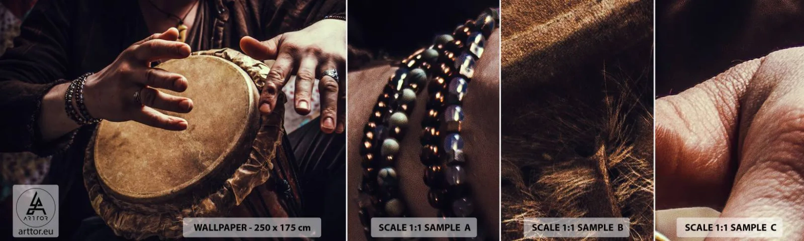 Fototapet Prøve Standard Eco - I hjertets rytme - Trommespil, Afrika, musik - 100x30 cm