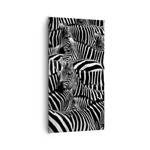 Lærredstryk - Billede på lærred - Stribet gruppeportræt - 65x120 cm