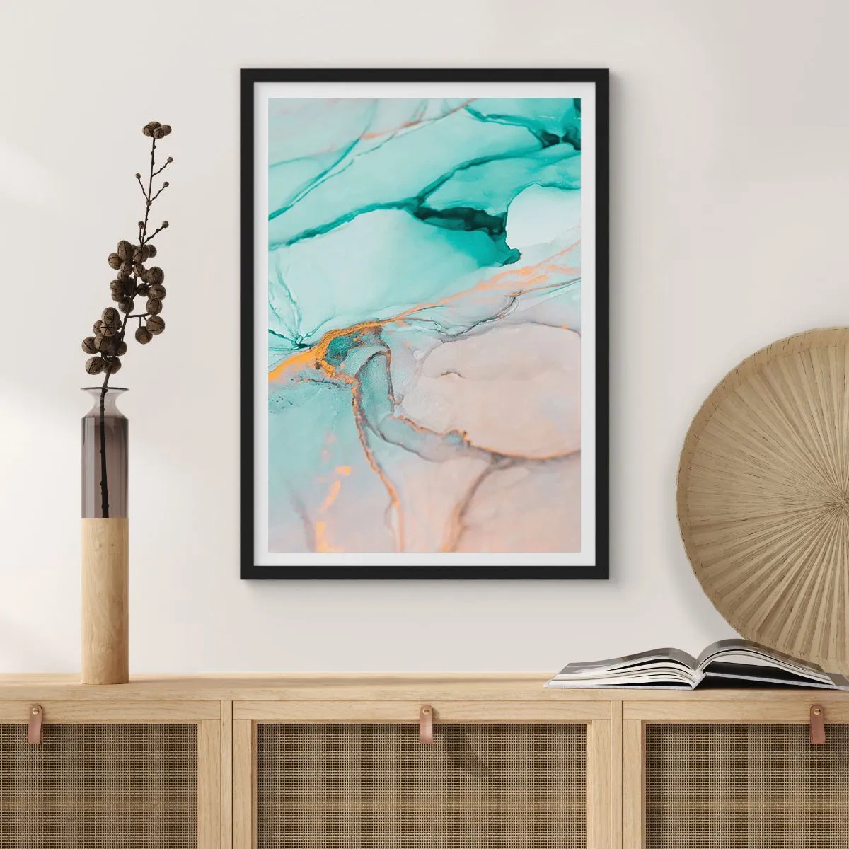 Plakat i sort ramme - Dans af former og farver - 40x50 cm