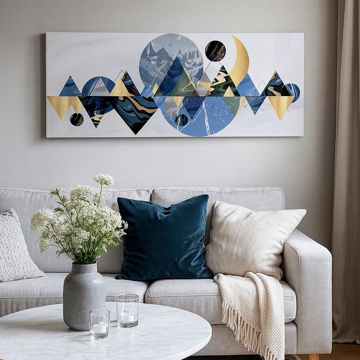 Lærredstryk - Billede på lærred - Geometrisk landskab - 30x30 cm