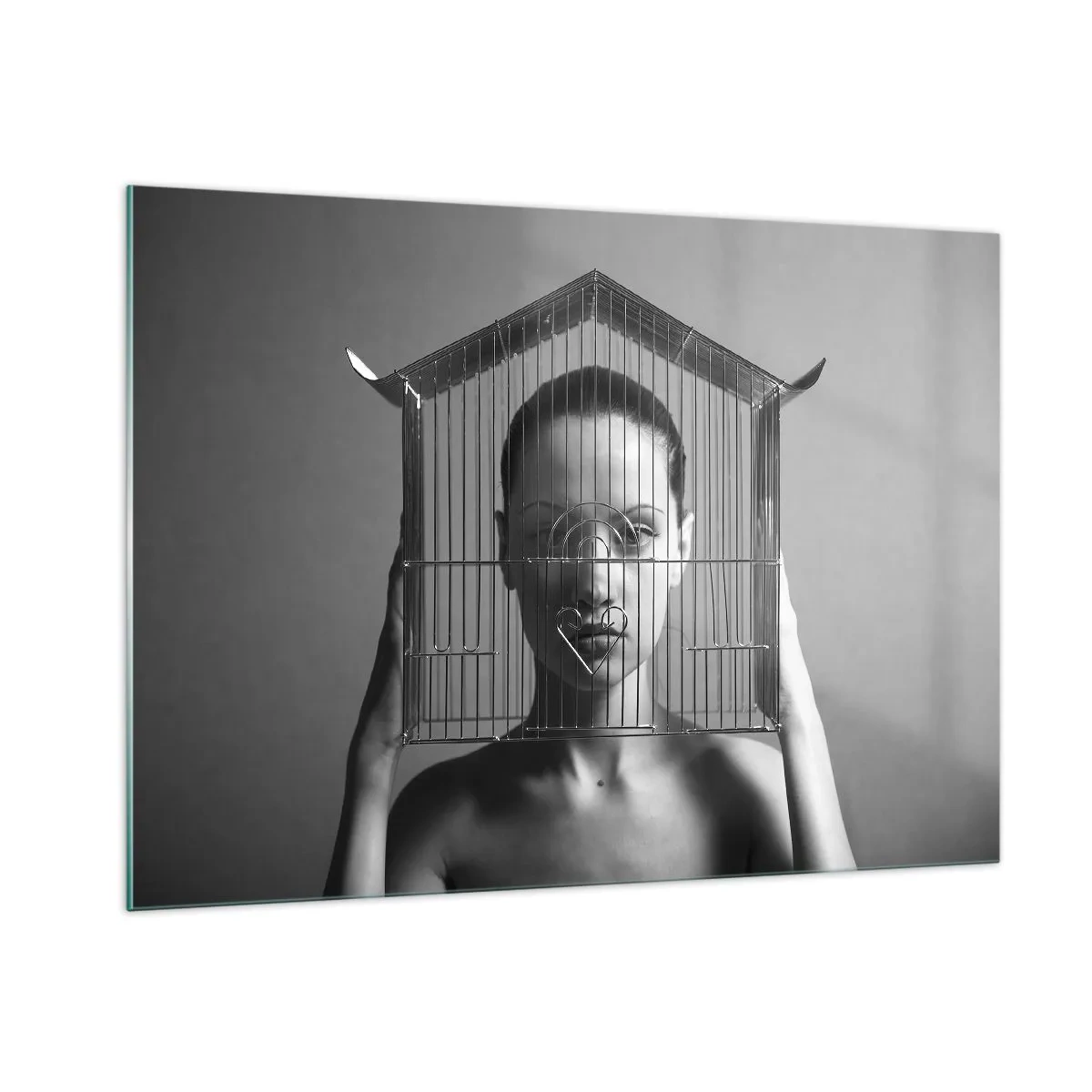 Billede på glas - Et lidt surrealistisk portræt - 100x70 cm