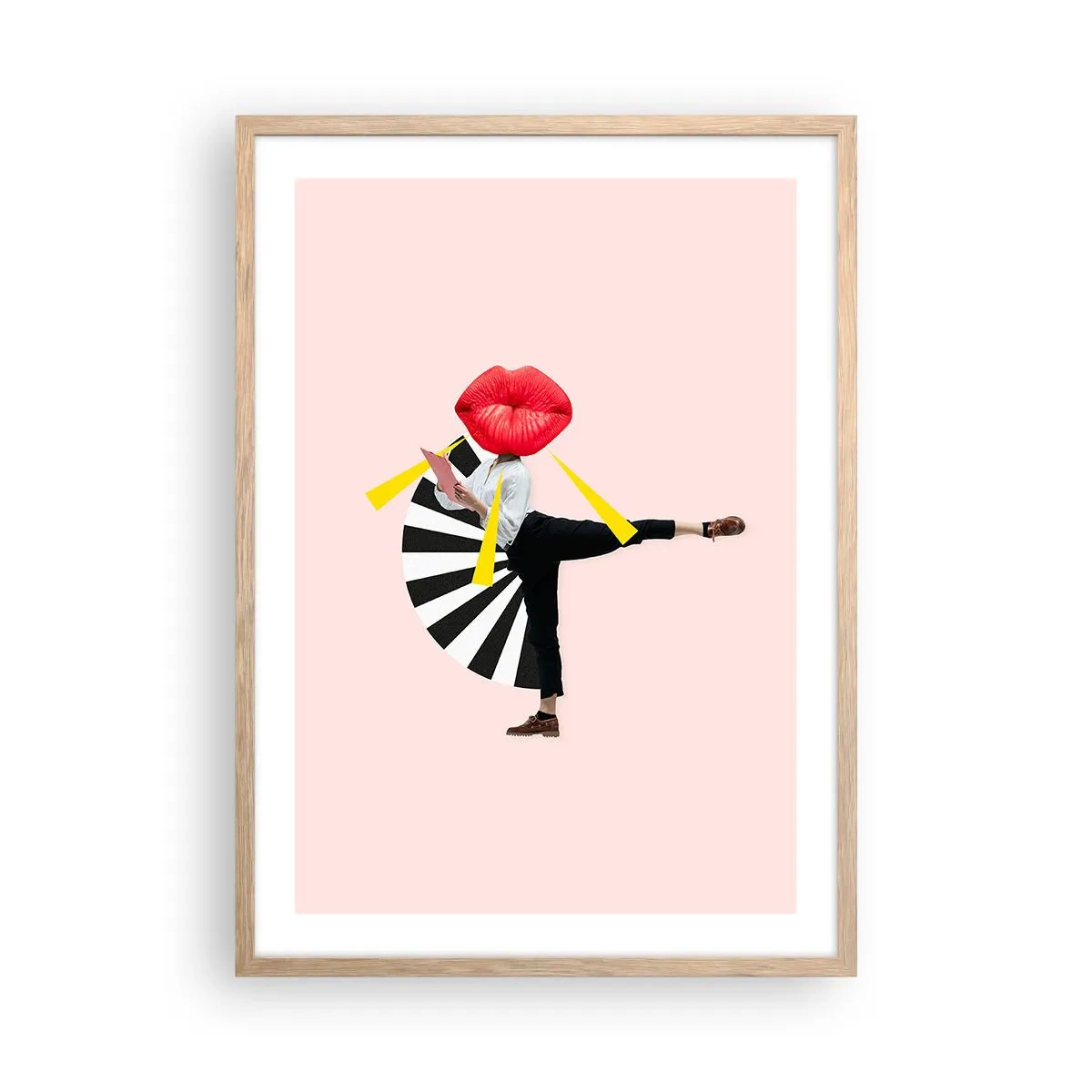 Plakat i ramme af lyst egetræ - Surrealistisk popkunst - 50x70 cm