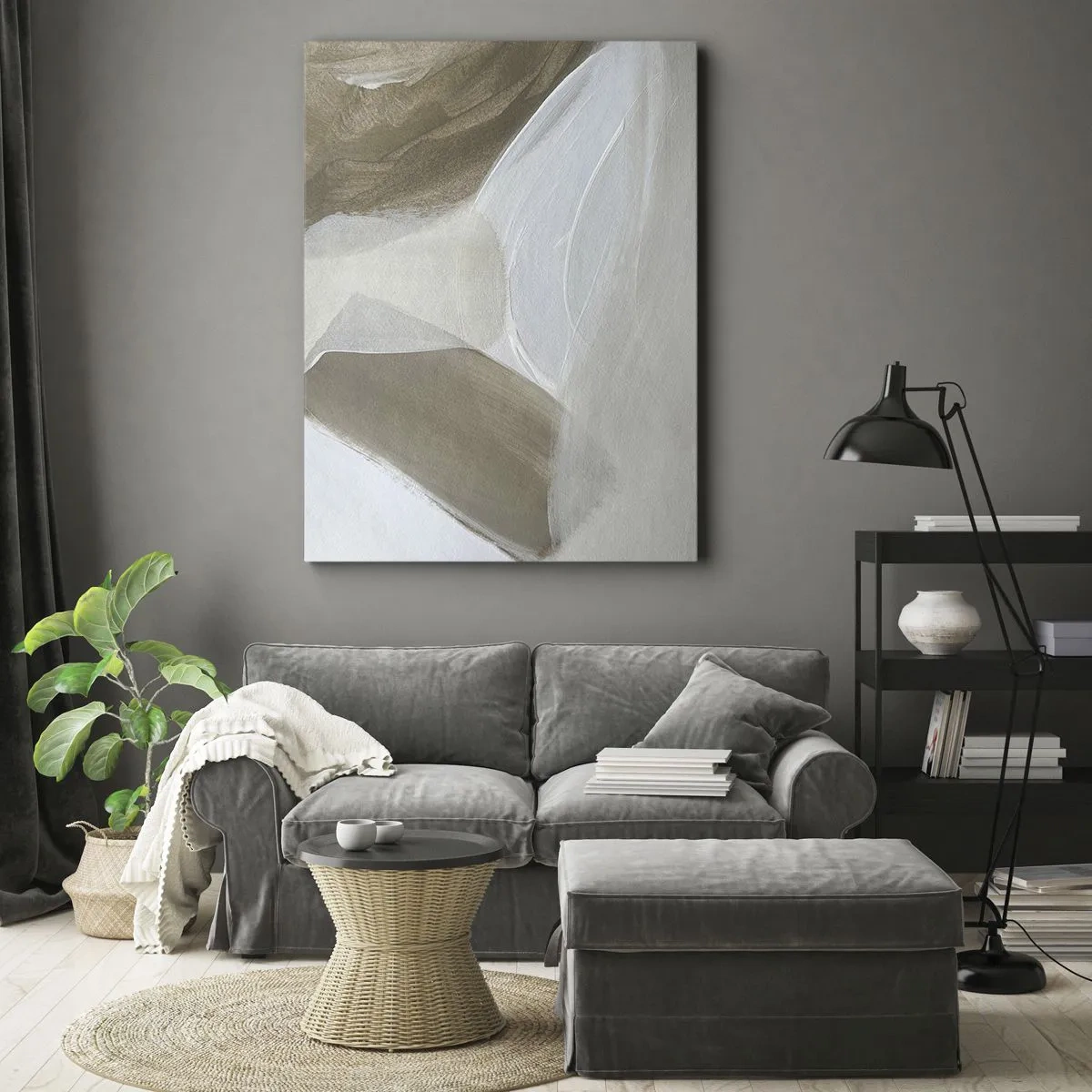 Lærredstryk - Billede på lærred - Bølge af hvidt - 70x100 cm