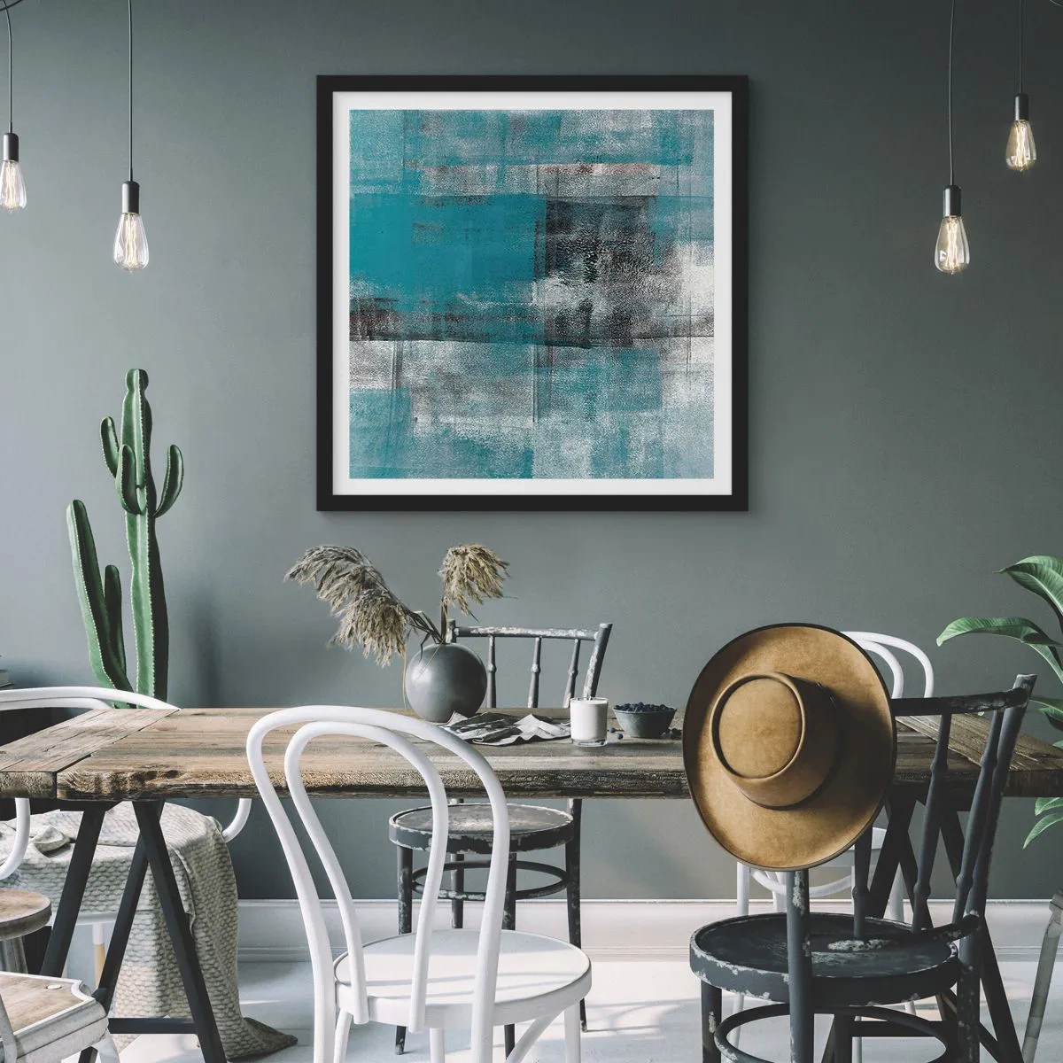 Plakat i sort ramme - Vand og luft - 60x60 cm