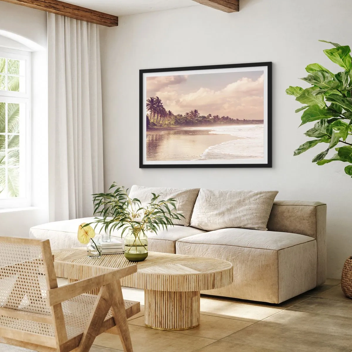 Plakat i sort ramme - Kærtegner bølgerne - 40x30 cm
