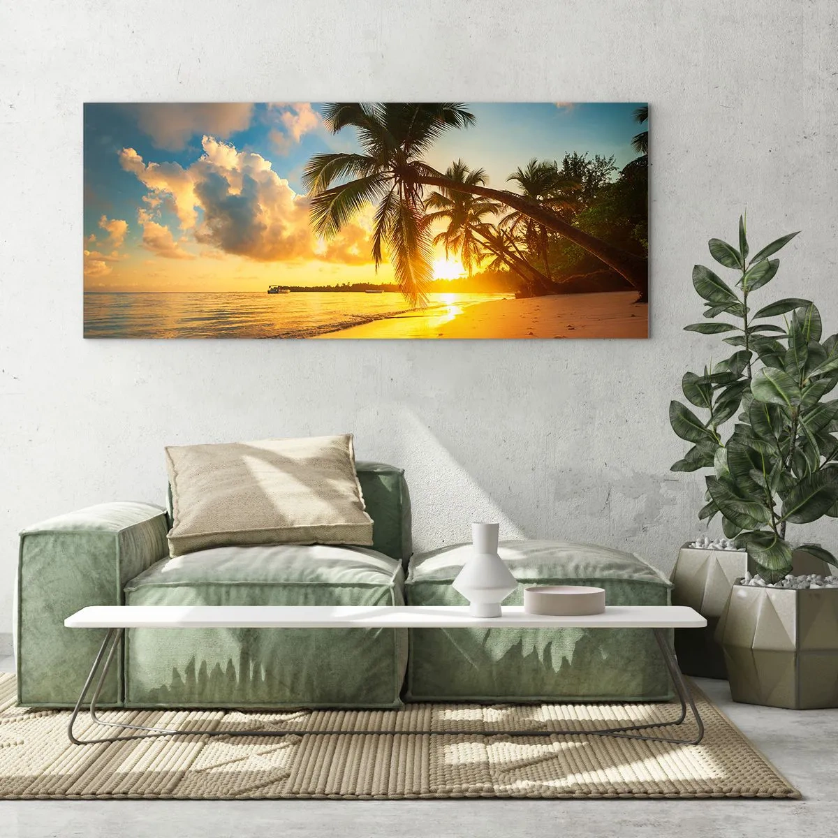 Billede på glas - Caribisk drøm - 120x50 cm