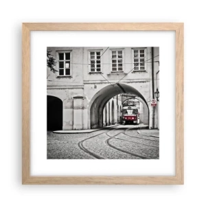 Plakat i ramme af lyst egetræ - Gennem byens labyrint - 30x30 cm