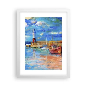 Plakat i hvid ramme - Eftermiddag i regnbuebugten - 30x40 cm