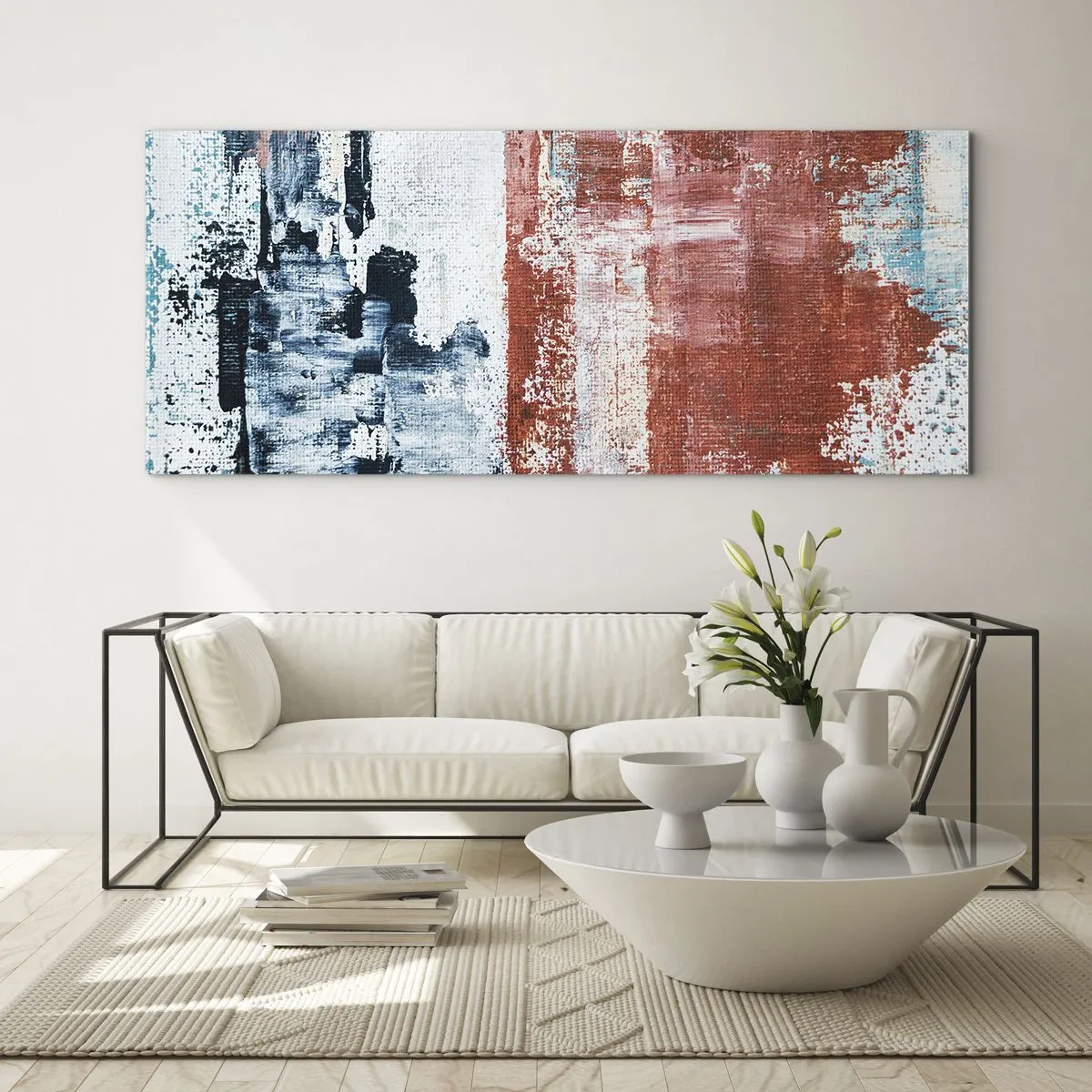 Billede på glas - Abstrakt halvt og halvt - 100x40 cm