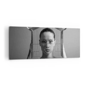 Lærredstryk - Billede på lærred - Et lidt surrealistisk portræt - 100x40 cm
