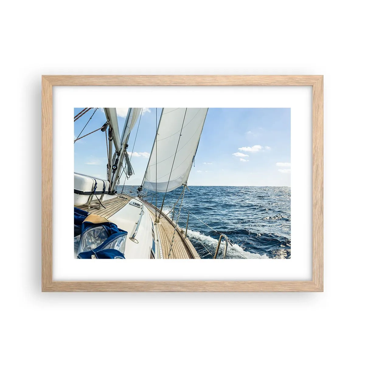 Plakat i ramme af lyst egetræ - Ahoj , eventyr - 40x30 cm
